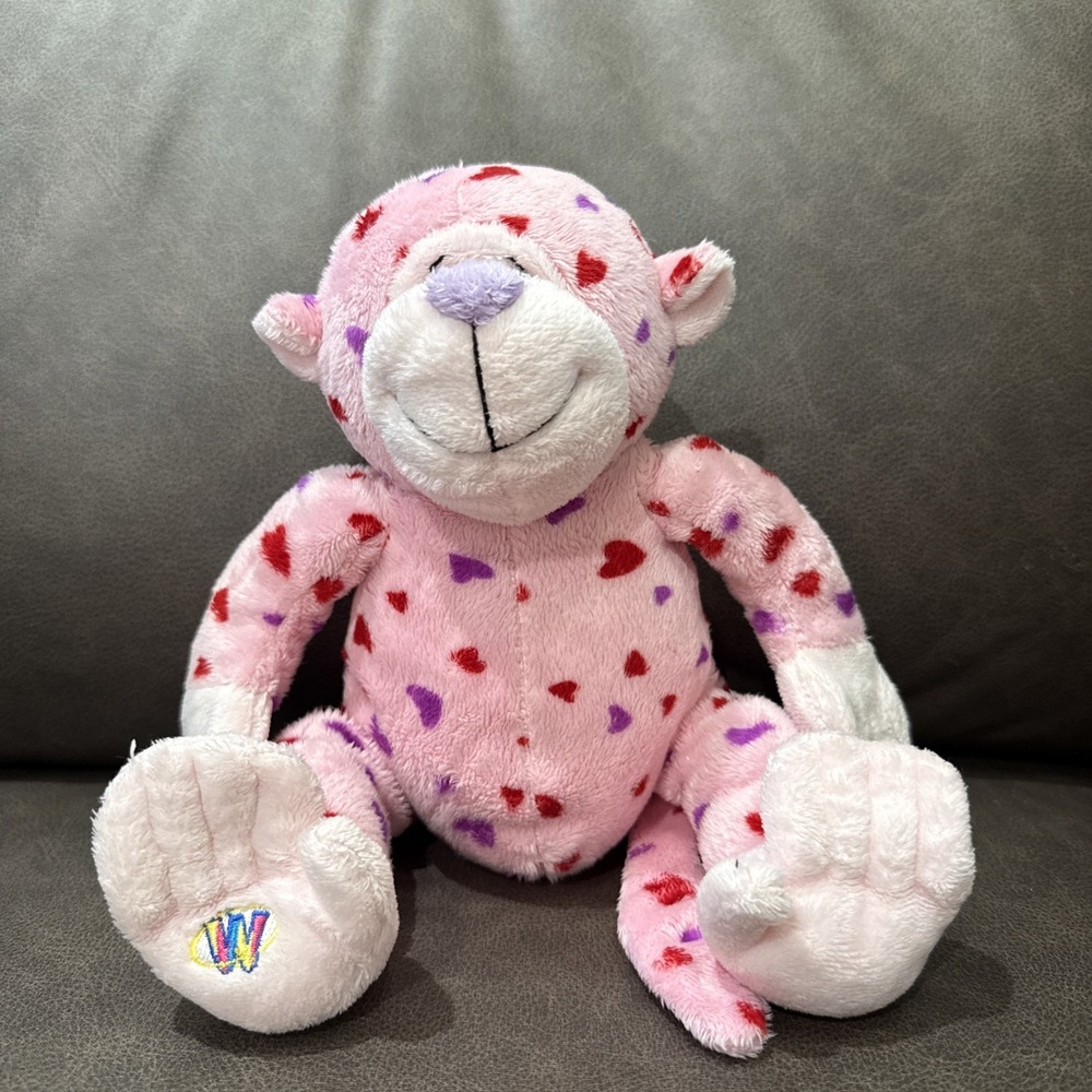 Ganz Webkinz Pink Plush Love Monkey No Code Plush 10" Heart Valentine's Day Gift